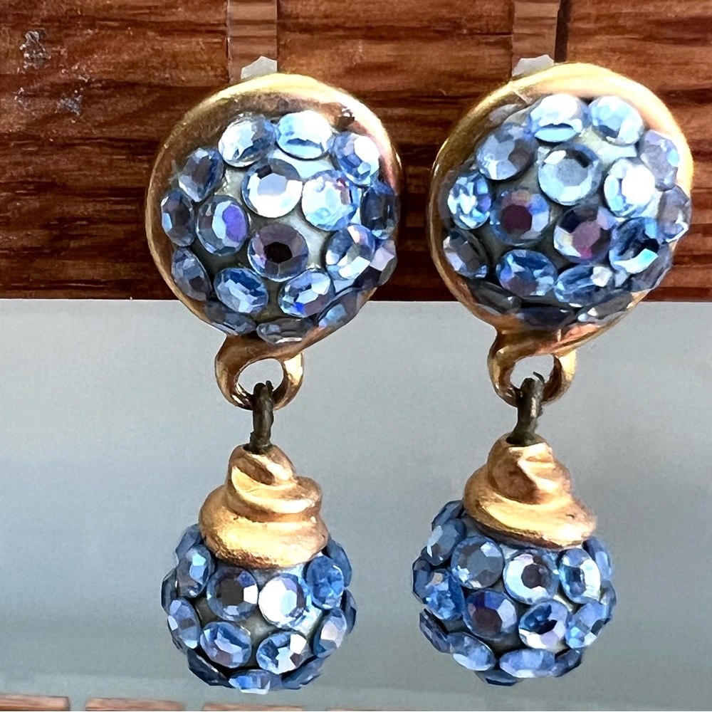 Richard Kerr Swarovski crystals drop vintage pierced Earrings